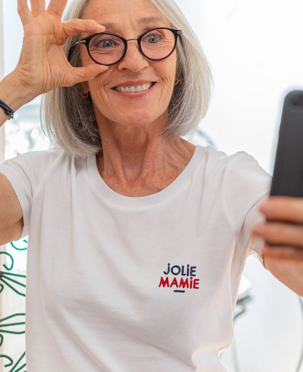 T-shirt femme Jolie mamie (brodé) - Cadeaux Mamie