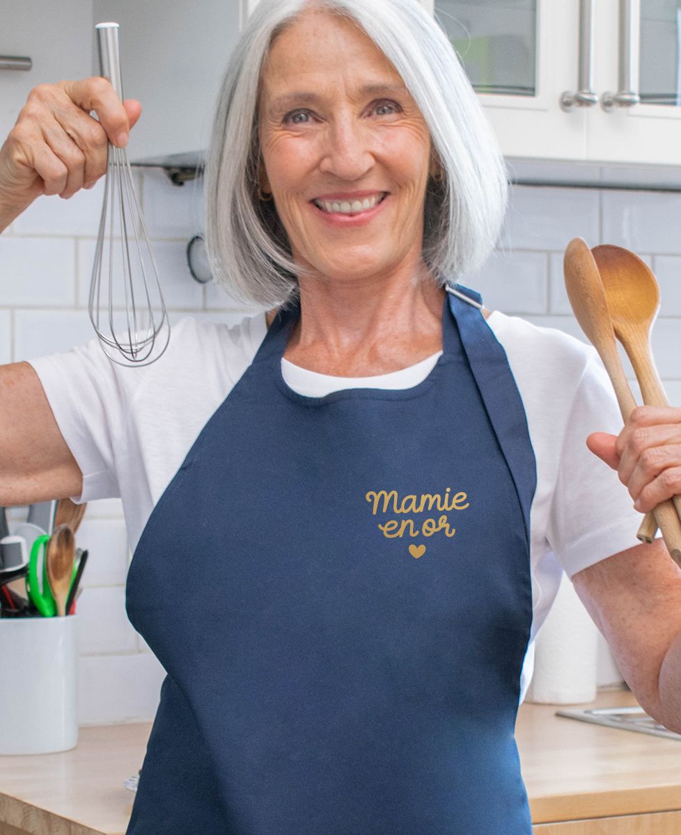 Tablier à poche Mamie en or (effet doré) - Cadeaux Mamie