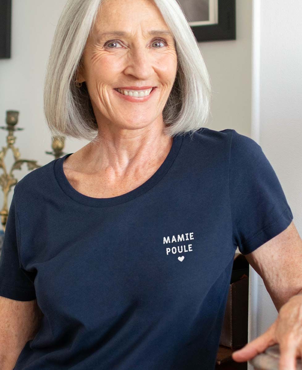 T-shirt femme Mamie Poule (brodé) - Cadeaux Mamie