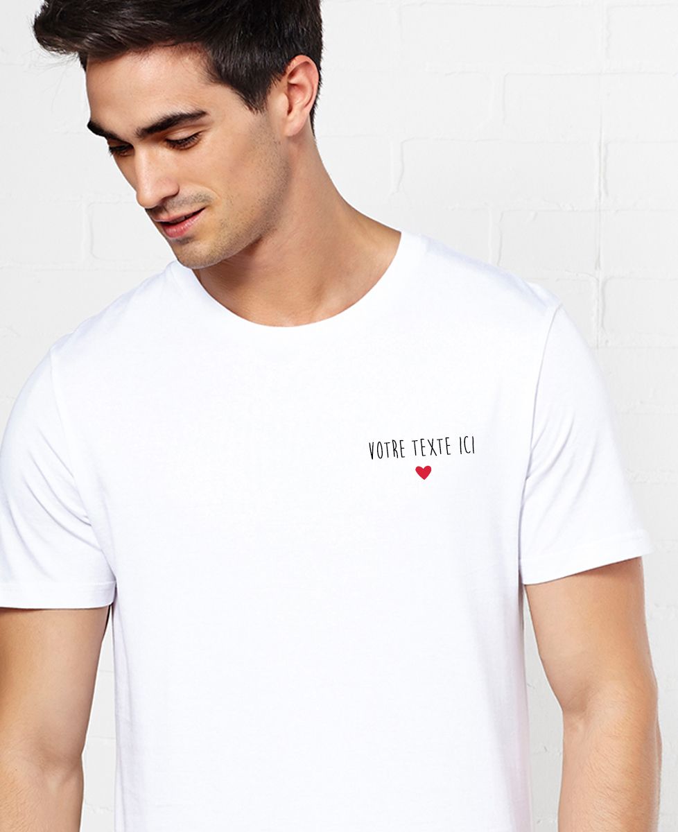 T-Shirt homme Coeur brodé personnalisé