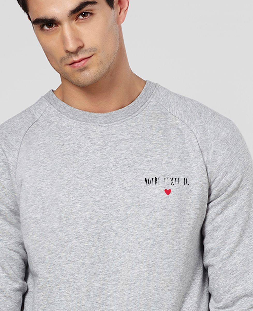 Sweatshirt homme Petit coeur brodé personnalisé