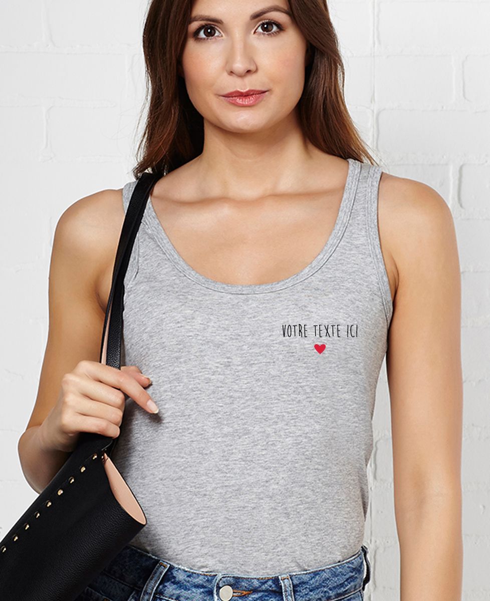Débardeur femme Petit coeur brodé personnalisé
