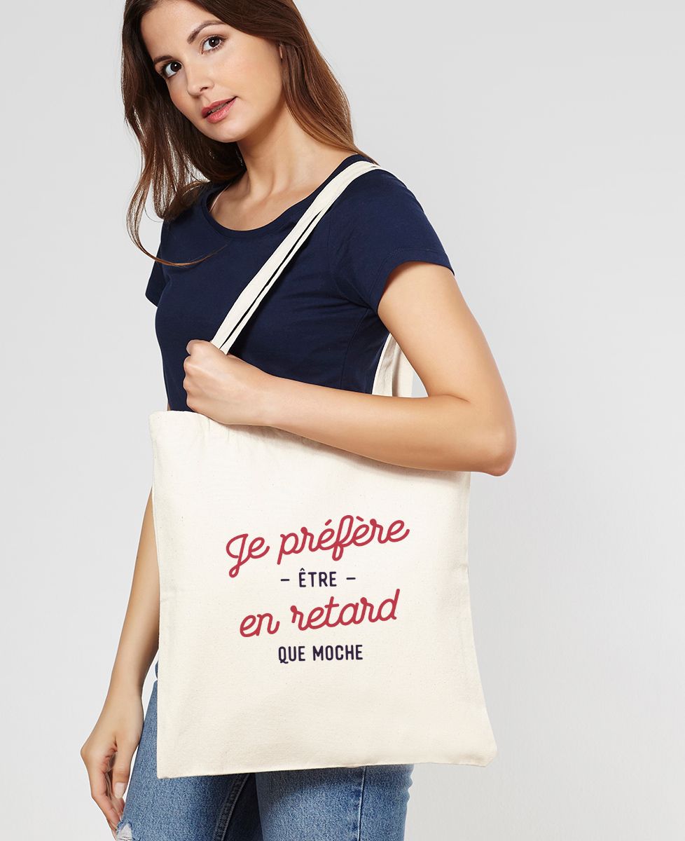 Tote bag Je préfère être en retard