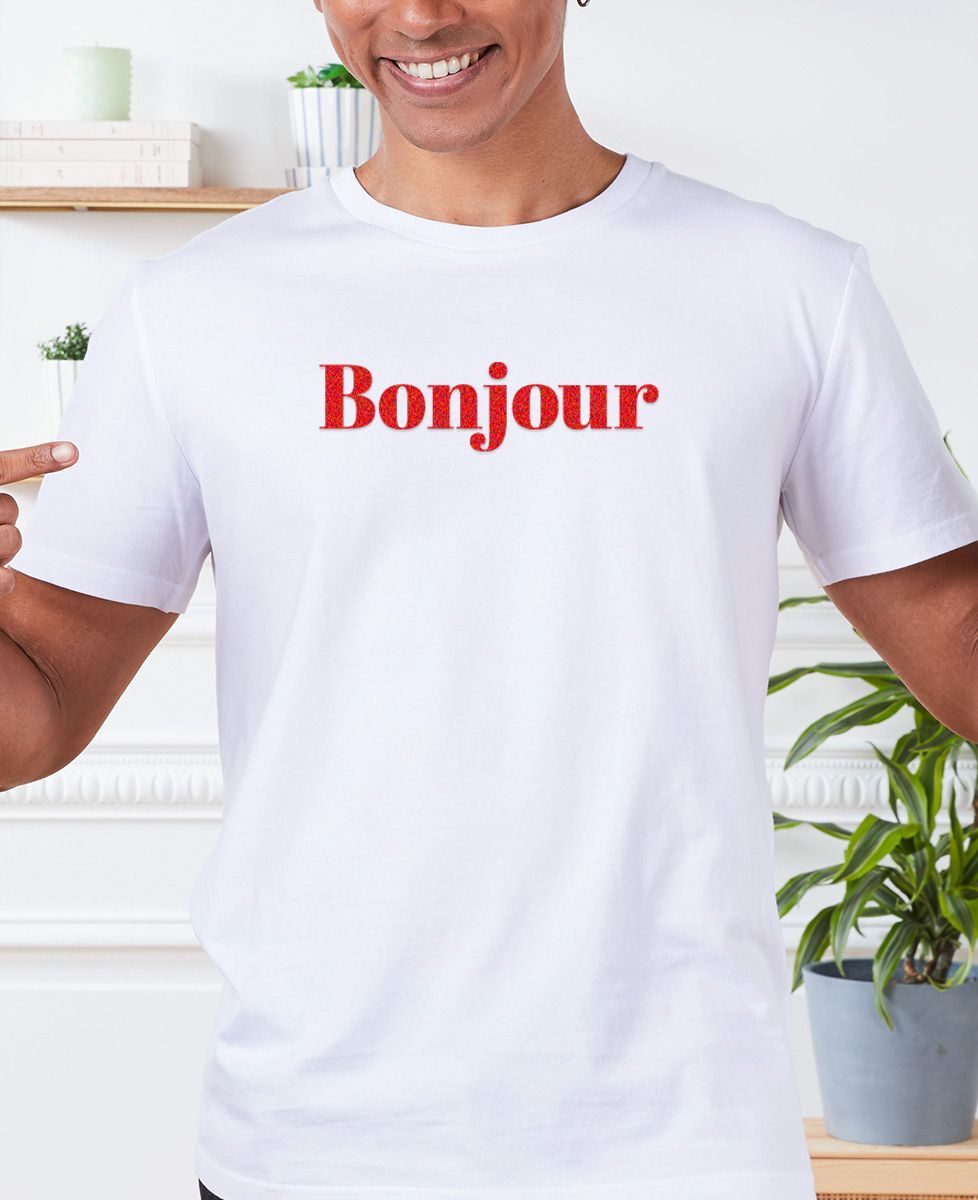 T-shirt homme Bonjour (Effet velours)