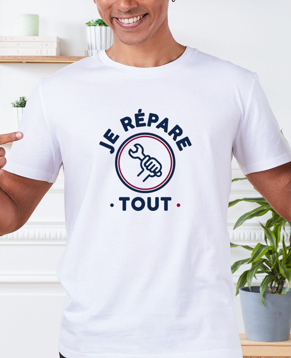 T-shirt homme Je répare tout - Cadeaux Papa, Duo assortis