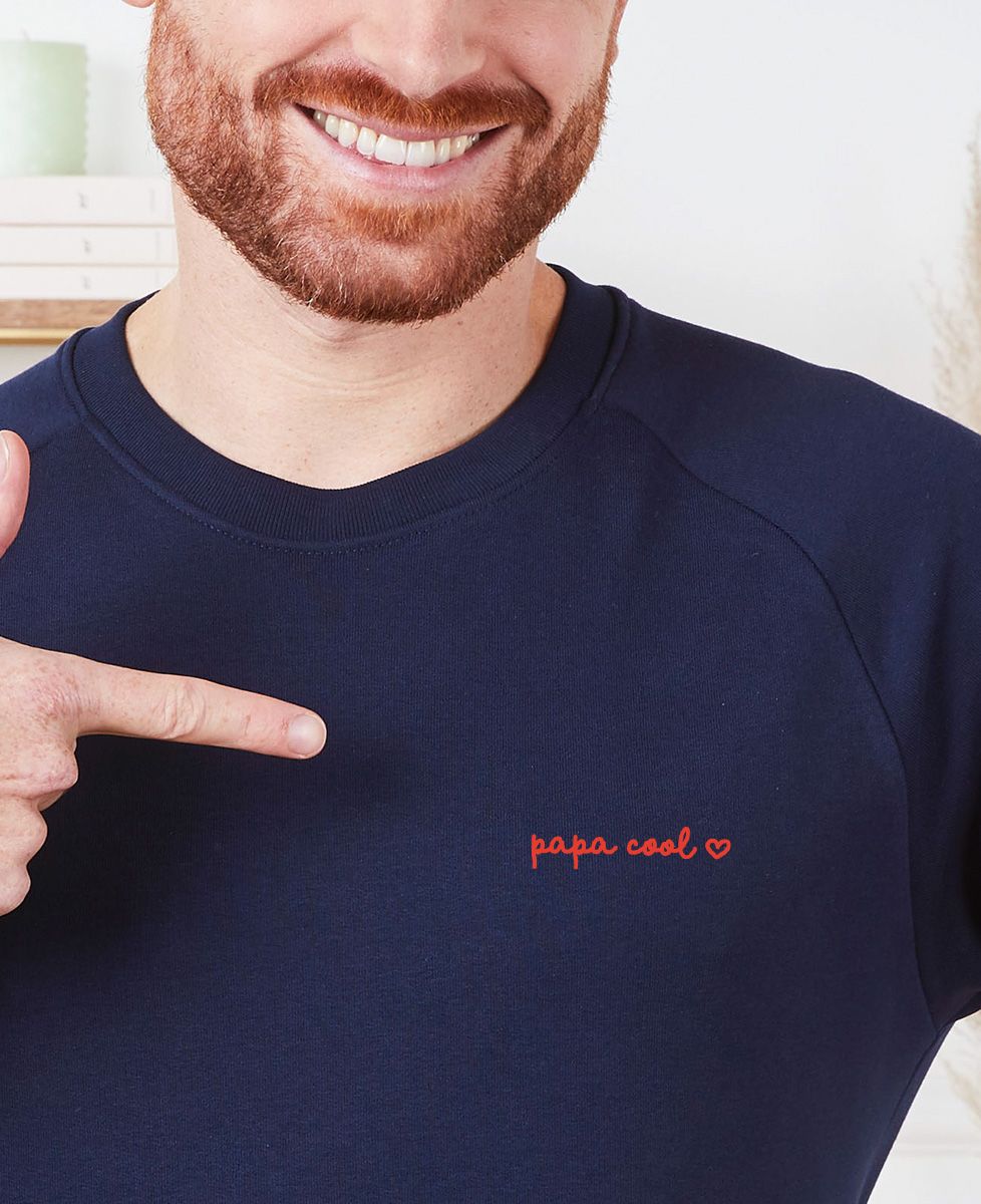Sweatshirt homme Papa cool (brodé) - Cadeaux Papa, Cadeaux Maman