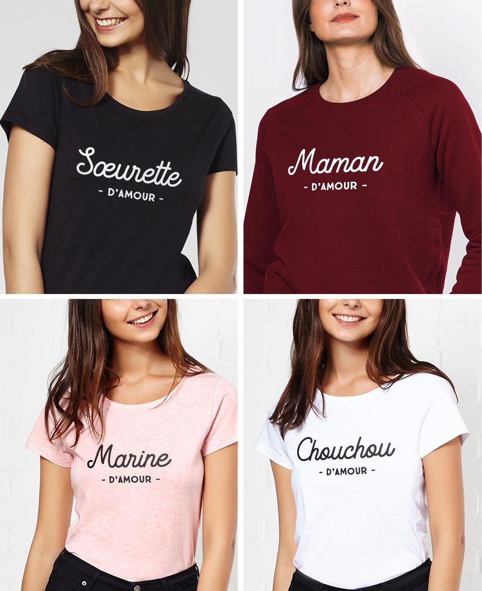 T-Shirt femme Surnom d'amour personnalisé