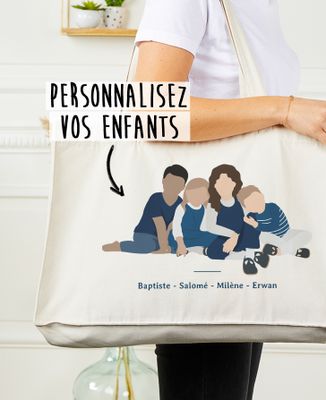 Maxi tote bag Vos enfants personnalisé - Cadeaux Papa, Cadeaux Maman, Apéro, Cadeaux Papy, Cadeaux Mamie