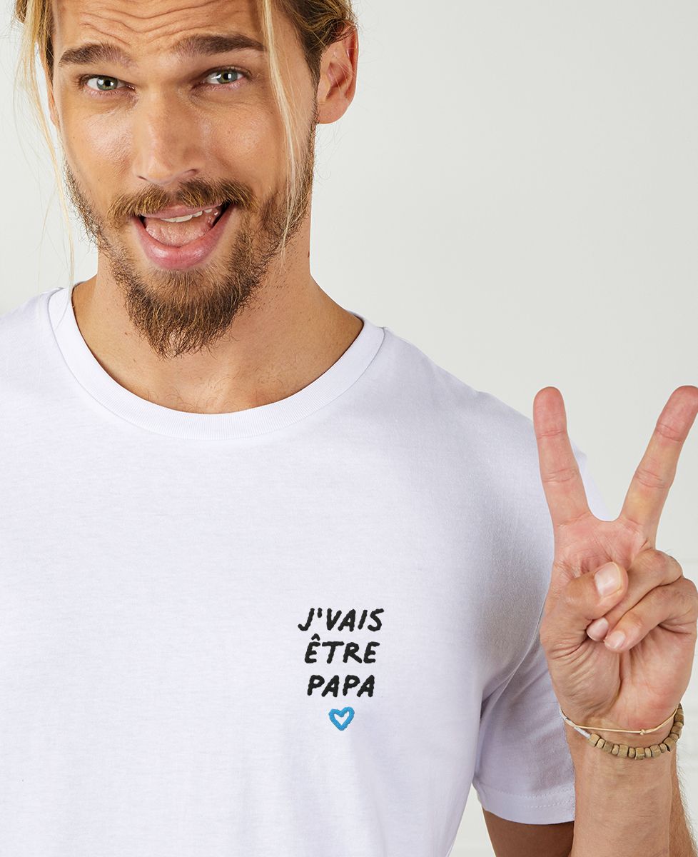T-shirt homme J'vais être papa brodé - Cadeaux Papa, Cadeaux Maman