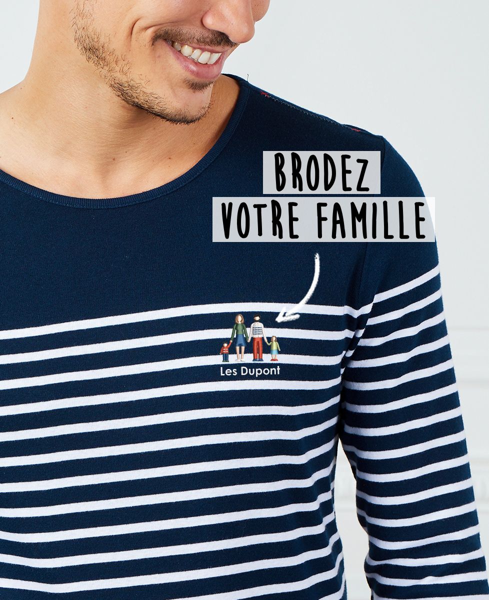 Marinière homme Famille brodé personnalisé Monsieur TSHIRT