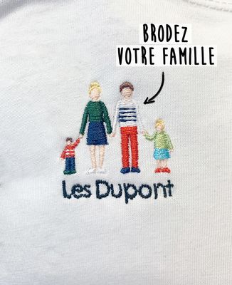 T-shirt femme Famille brodé personnalisé