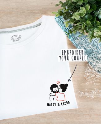 Customized Embroidered Couple Kiss T-Shirt Monsieur TSHIRT