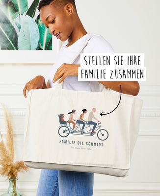 Maxi Tote Bags Familie auf Fahrrad individualisiert - Sport, Fahrrad