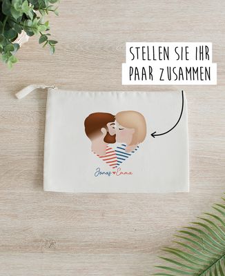 Beutelchen Paar Herz personalisierter Druck - Geschenke für Paare