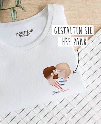 T-Shirt für Männer Paar Herz personalisierter Druck - Geschenke für Paare