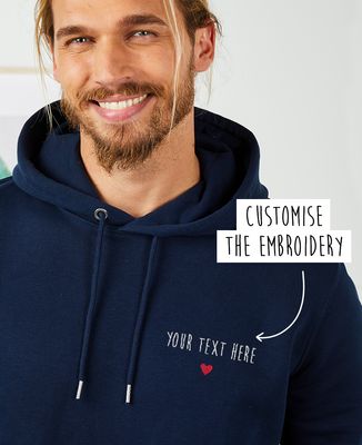 Men's hoodie Custom small embroidered heart - Couple gifts