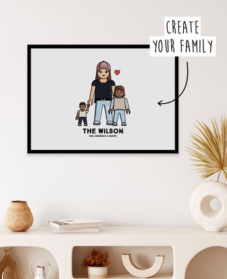Poster Customized toy family - Gifts for Dad, Mom's gifts, Papy's gift, Grandma's gifts