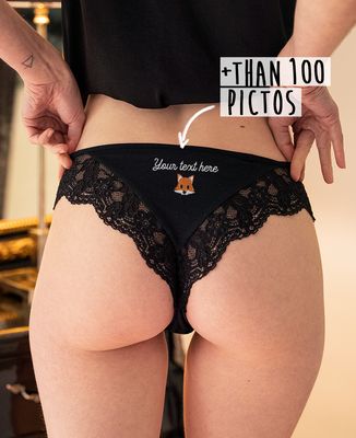 Tanga panties Customized embroidered text and symbol (embroidered on back) - Sport, Gifts for Dad, Mom's gifts, Soccer, Bachelor/Bachelorette party & Wedding, Couple gifts, EVJF