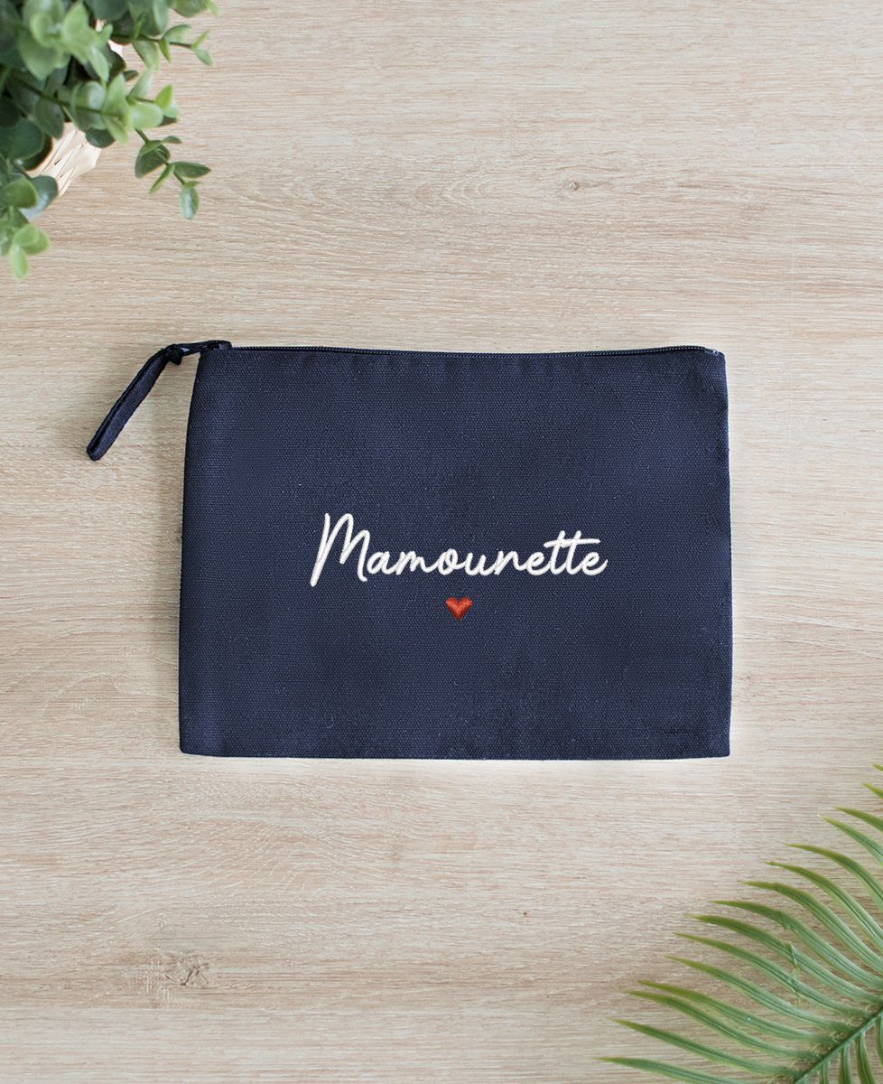 Pochette Mamounette brodé - Cadeaux Papa, Cadeaux Maman
