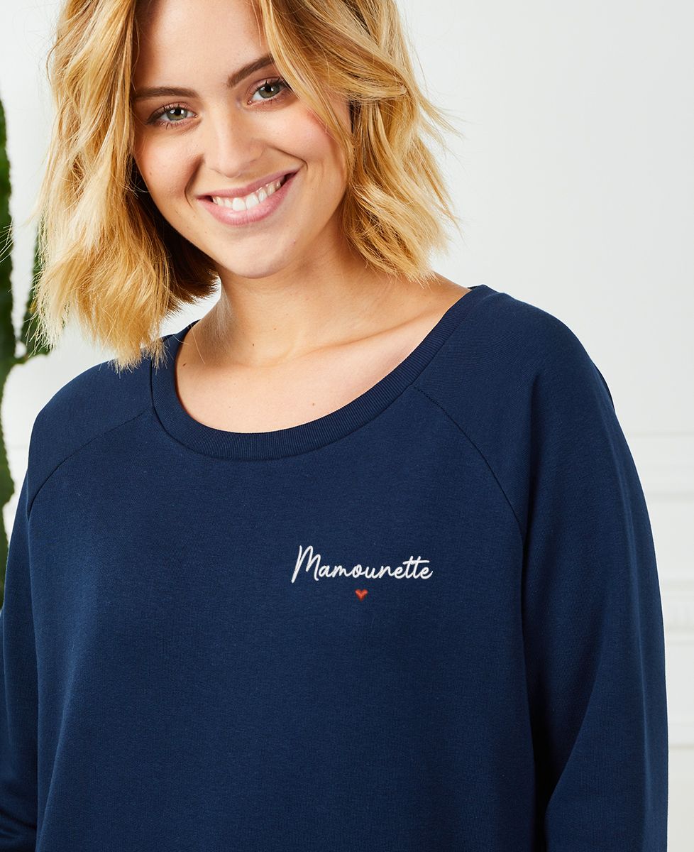 Sweatshirt femme Mamounette brodé - Cadeaux Papa, Cadeaux Maman