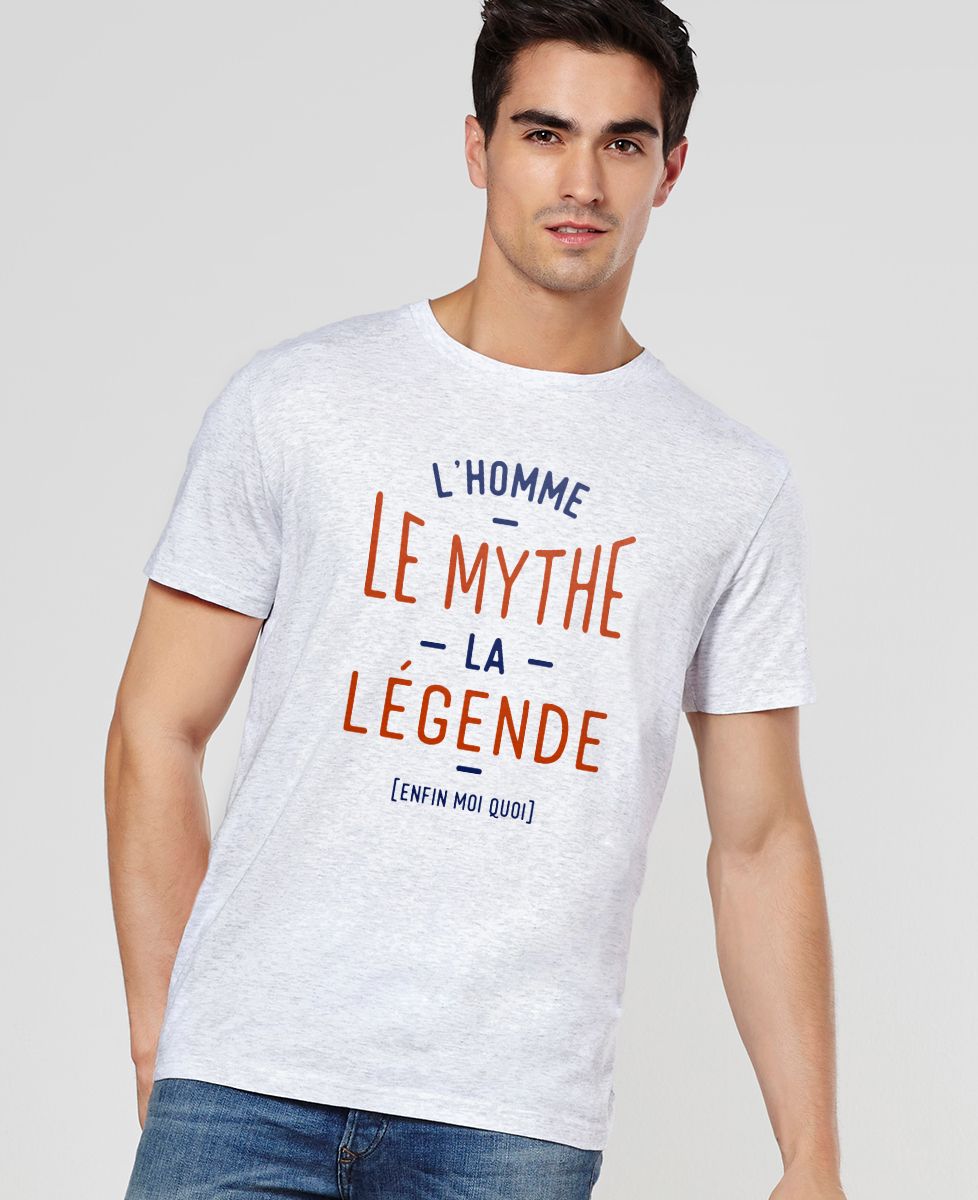 Tee Shirt Homme Humour | Cadeau Imprimé En France | 100% Coton, 185gr | Cyril L'homme Le Mythe La Légende White - Prêt-à-Porter