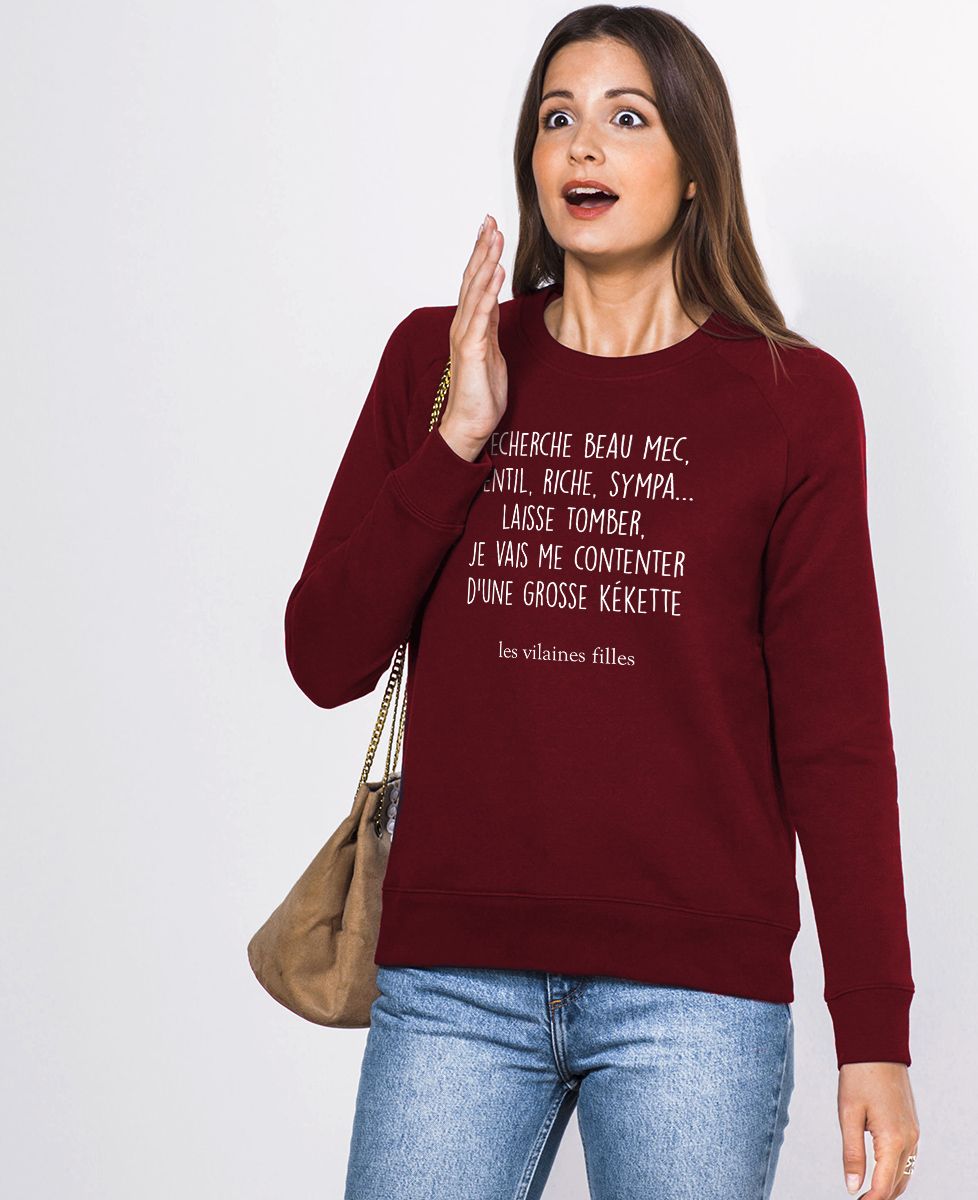 Sweatshirt femme Recherche beau mec - Cadeaux Couple