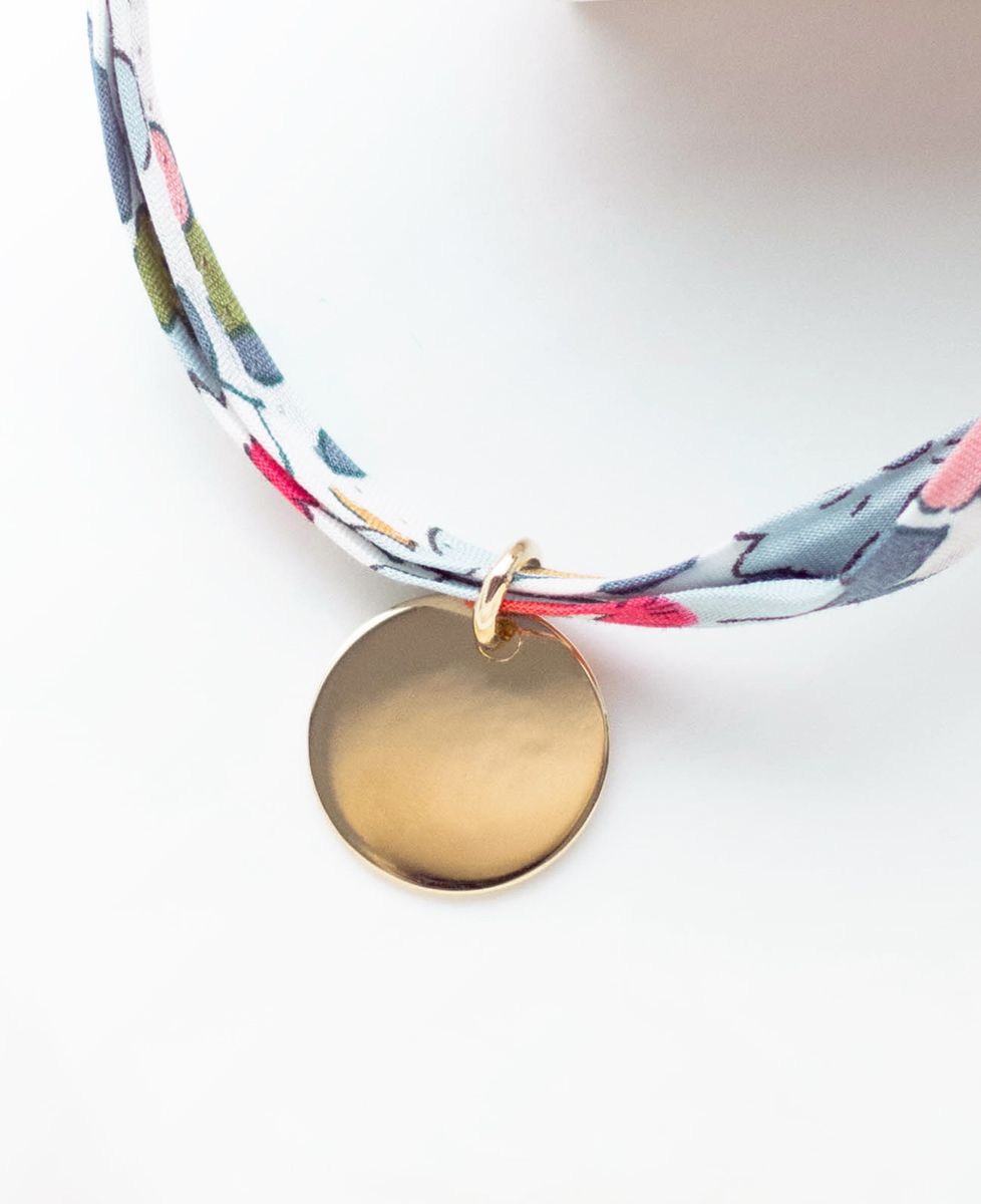 Liberty bracelet An engraved gold-plated child (Blue)