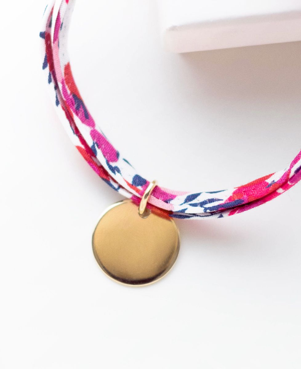 Liberty bracelet an engraved gold-plated child (Red)