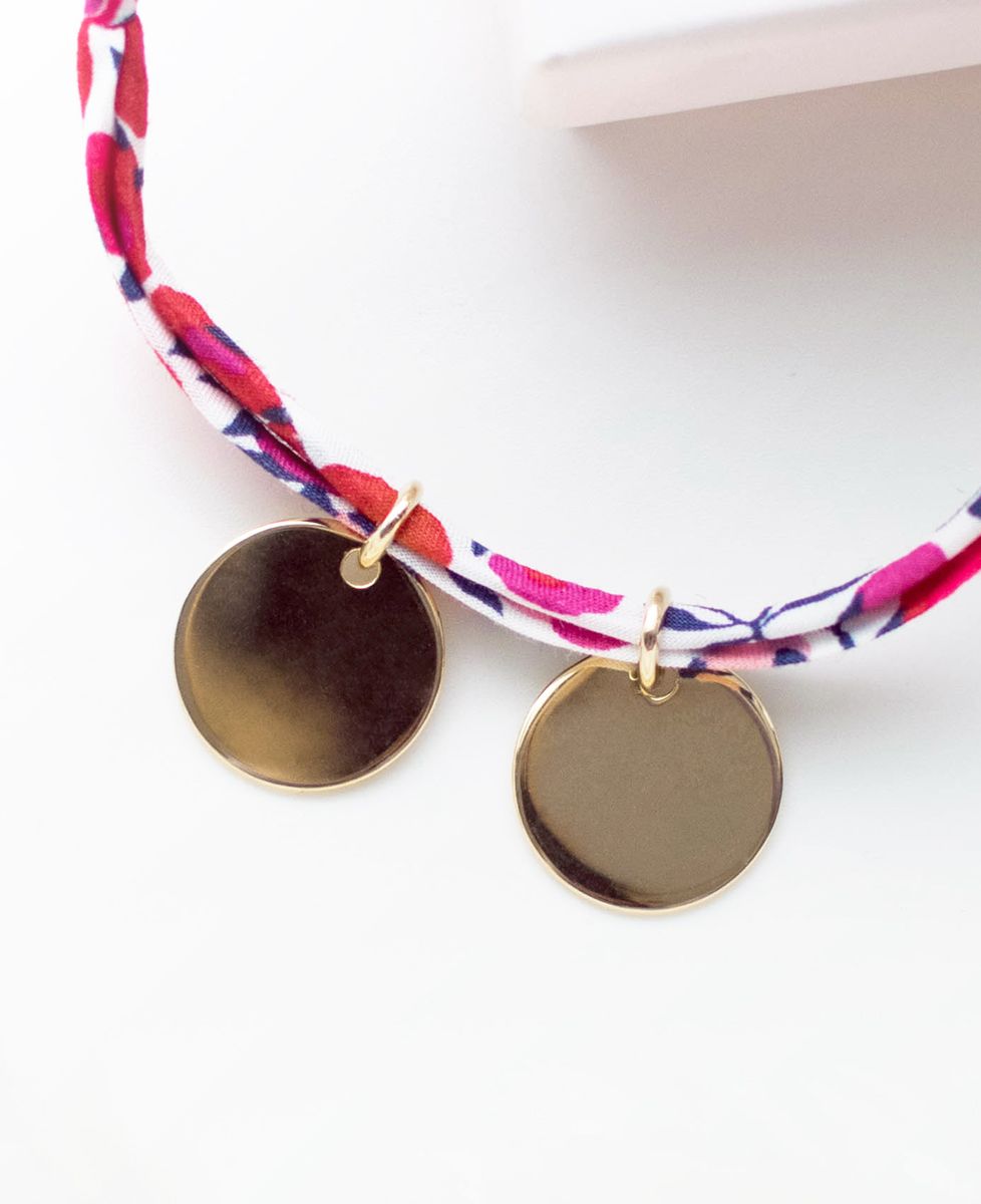 Armband Liberty Zwei gravierte, vergoldete Kinder (Rot)