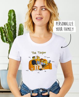 Women's T-Shirt Custom family cartoon - Gifts for Dad, Mom's gifts, Papy's gift, Grandma's gifts, Brother's gifts, Sister Gift, Mom/Dad-to-be