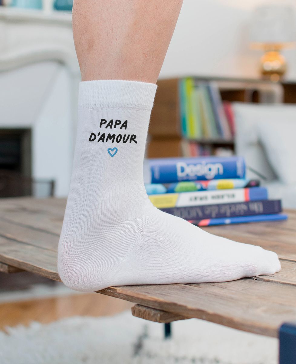 Chaussettes homme Papa d'amour brodé - Cadeaux Papa, Cadeaux Couple