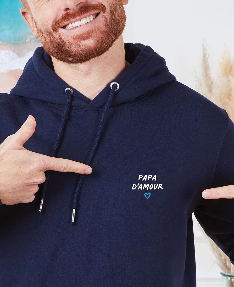 Hoodie homme Papa d'amour brodé - Cadeaux Papa, Cadeaux Couple