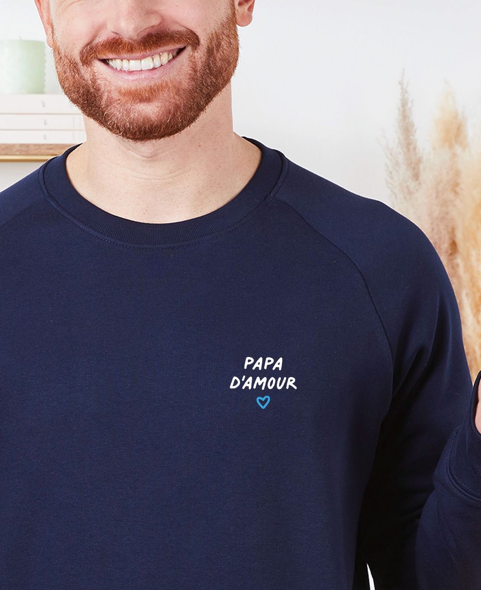 Sweatshirt homme Papa d'amour brodé - Cadeaux Papa, Cadeaux Couple