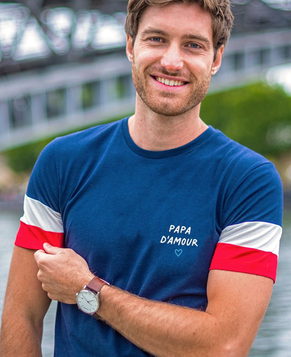 T-shirt homme recyclé Filgood Papa d'amour brodé - Cadeaux Papa, Cadeaux Couple