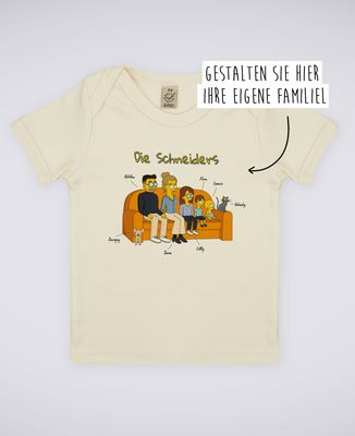T-Shirt Baby Cartoon Familie personalisieren - Papa-Geschenke, Geschenke Mama, Geschenk Opa, Geschenke Oma, Geschenke Bruder, Geschenk Schwester, Werdende Mutter/Vater
