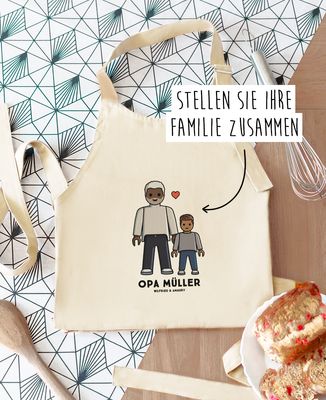 Kochschürze Individualisierte Spielzeugfamilie - Papa-Geschenke, Geschenke Mama, Geschenk Opa, Geschenke Oma