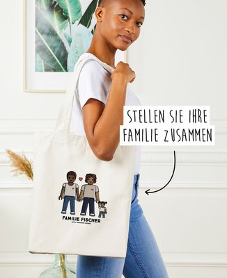 Tote Bag Individualisierte Spielzeugfamilie - Papa-Geschenke, Geschenke Mama, Geschenk Opa, Geschenke Oma
