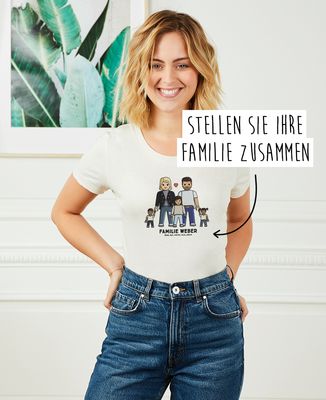 T-Shirt Frau Individualisierte Spielzeugfamilie - Papa-Geschenke, Geschenke Mama, Geschenk Opa, Geschenke Oma