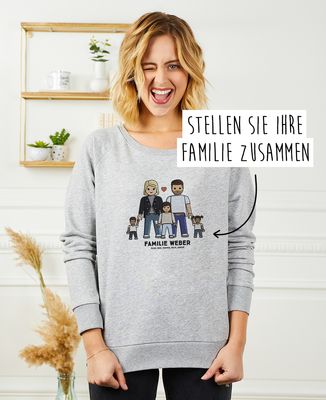 Sweatshirt Frau Individualisierte Spielzeugfamilie - Papa-Geschenke, Geschenke Mama, Geschenk Opa, Geschenke Oma