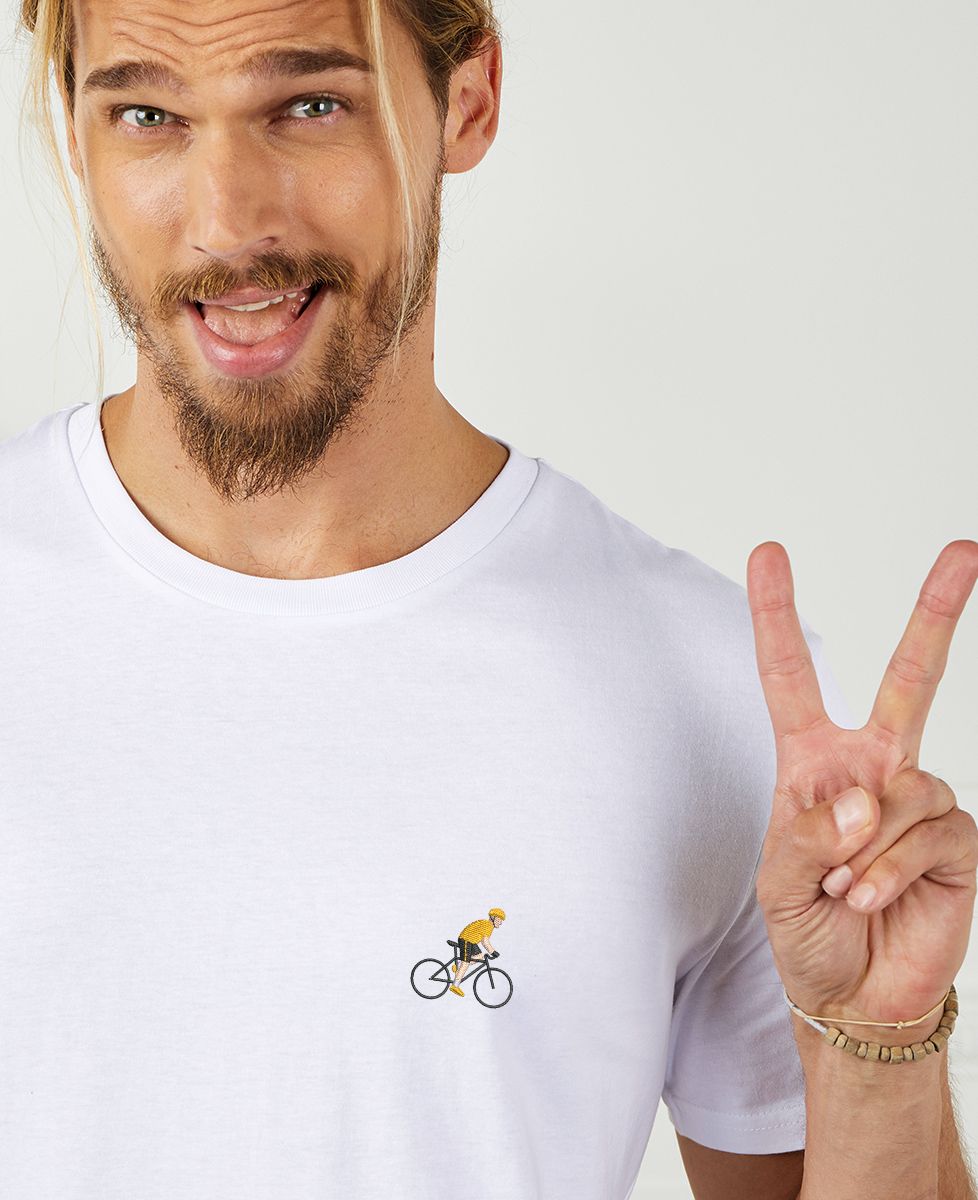 Heren-T-shirt Gouden fietser (geborduurd) - Sport, Fiets