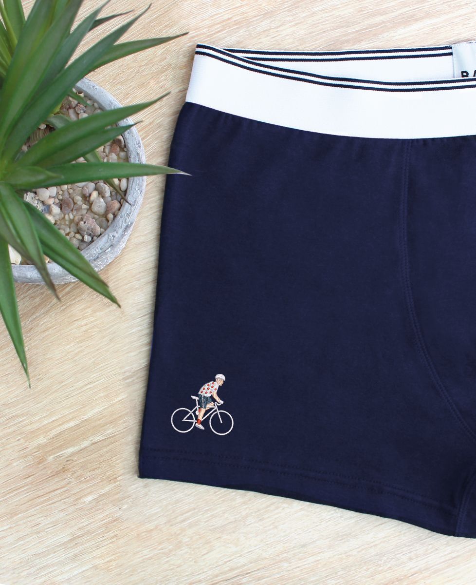 Boxer Cycliste blanc et rouge (brodé) - Sport, Vélo