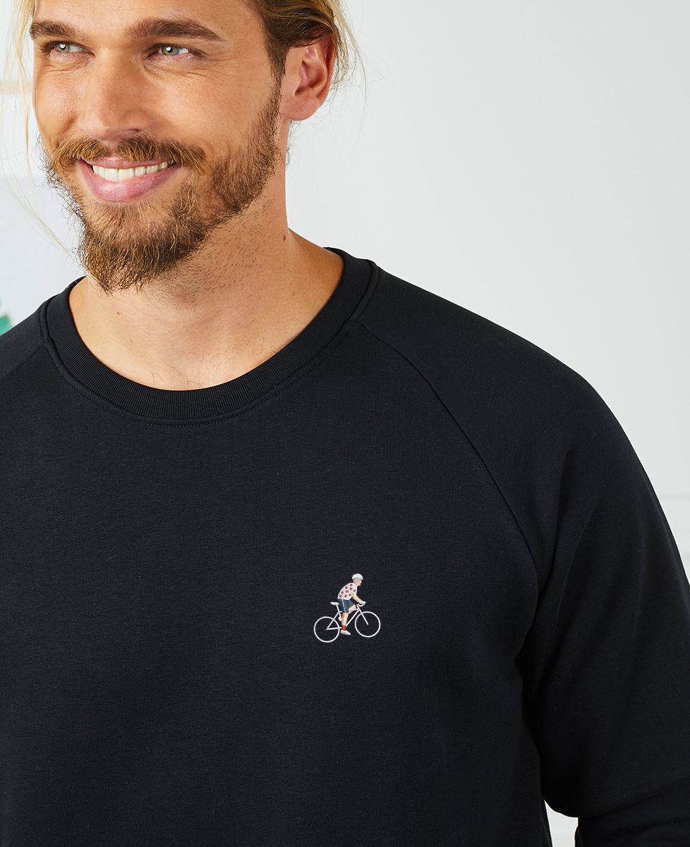 Sweatshirt homme Cycliste blanc et rouge (brodé) - Sport, Vélo
