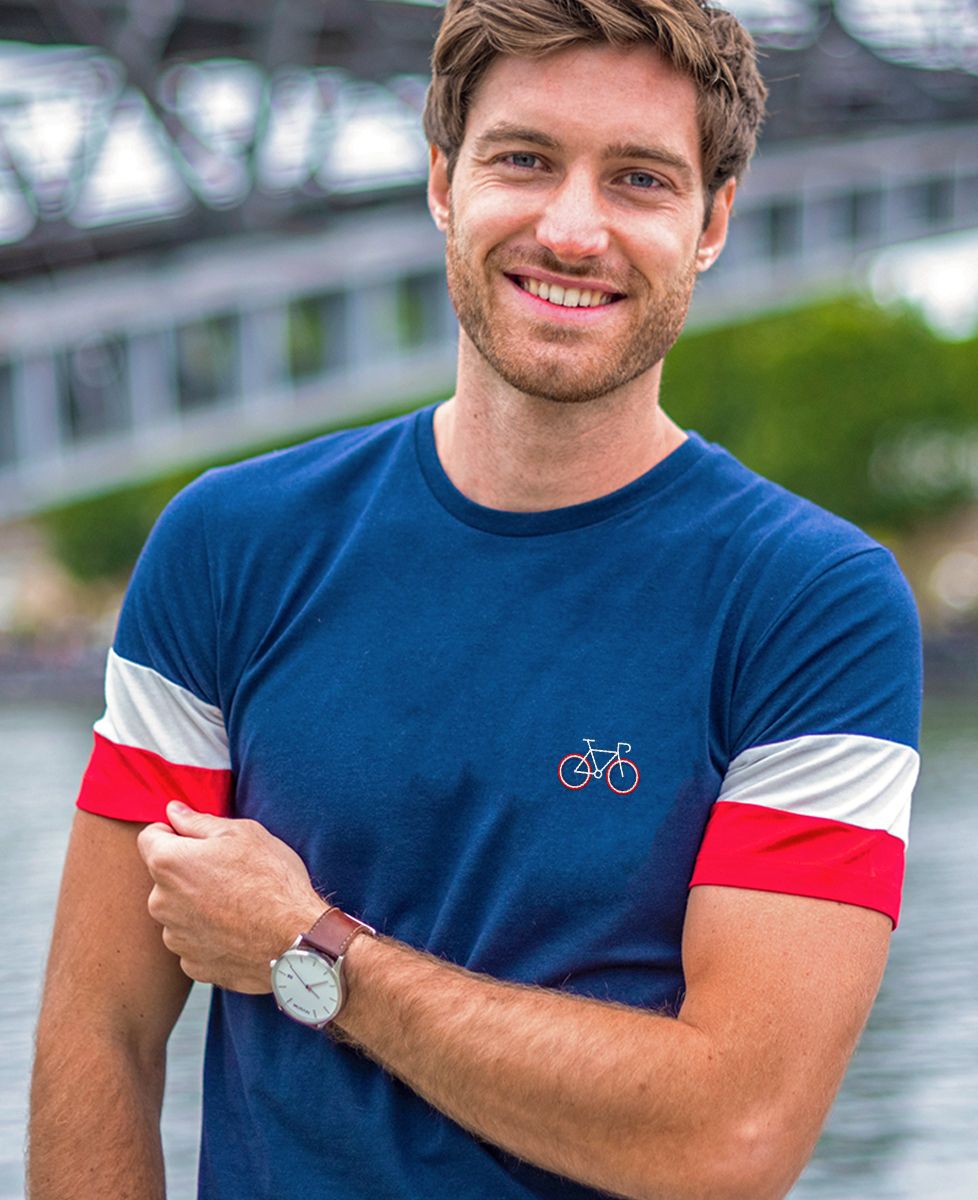 Filgood gerecycleerd T-shirt voor mannen Nederlandse fiets (geborduurd) - Sport, Fiets