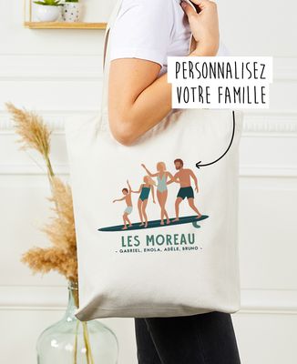 Tote Bag individualisierte Surfer-Familie