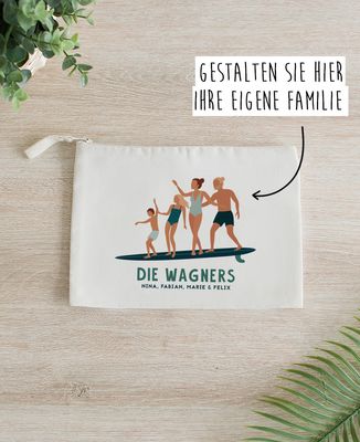 Beutelchen individualisierte Surfer-Familie