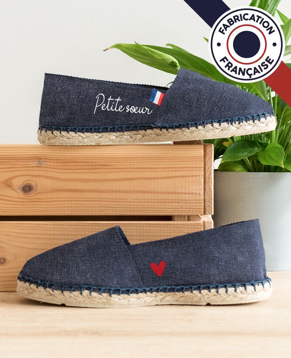 Espadrille Petite soeur coeur (brodé) - Cadeau Soeur