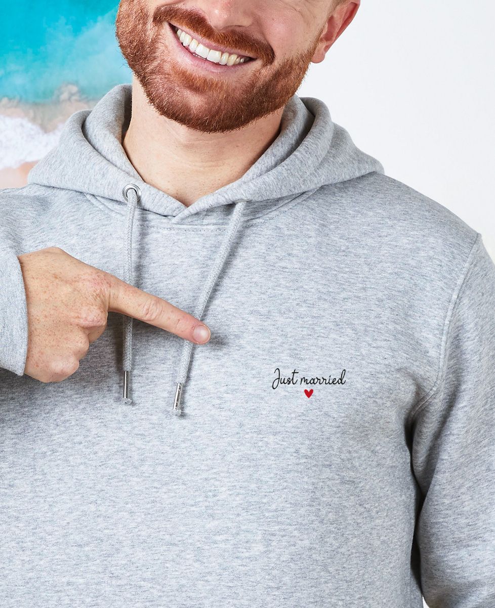 Men's hoodie Just married (embroidered) - Couple gifts, Wedding