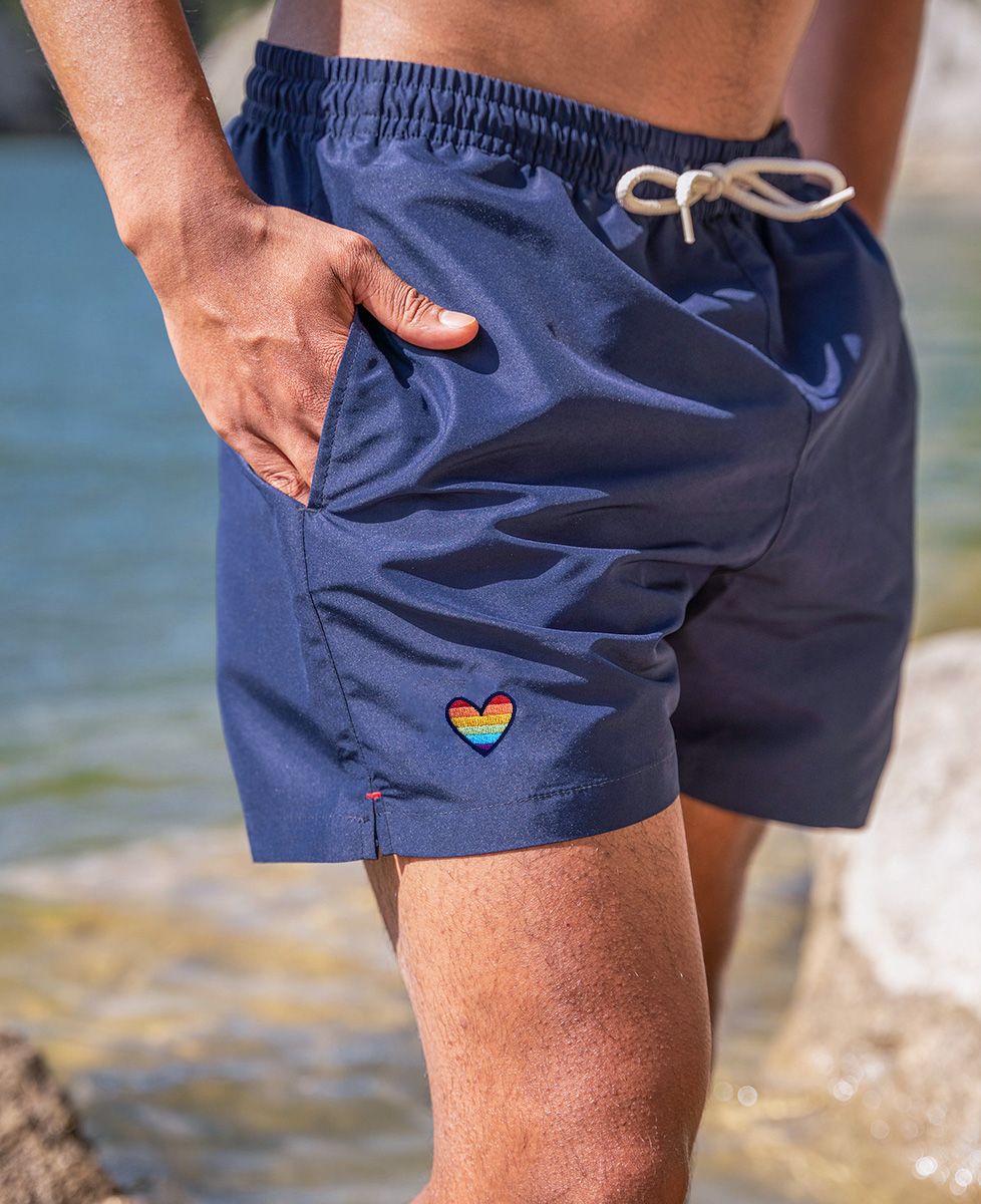 Filgood Gerecycleerde Zwem Shorts LGBT-hart (geborduurd) - Geschenken voor koppels