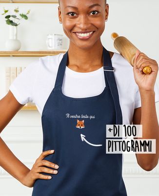 Grembiule con tasca Testo e pittogramma ricamati personalizzati - Sport, Regali per papà, Regali per la mamma, Calcio, Addio nubilato/celibato, matrimonio, Regali per coppie, EVJF