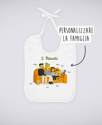 Bavaglino Famiglia personalizzata di cartoni animati - Regali per papà, Regali per la mamma, Regali per il nonno, Regali per la nonna, Regali per lo fratello, Regali per la sorella, Mamma/Papà futuro